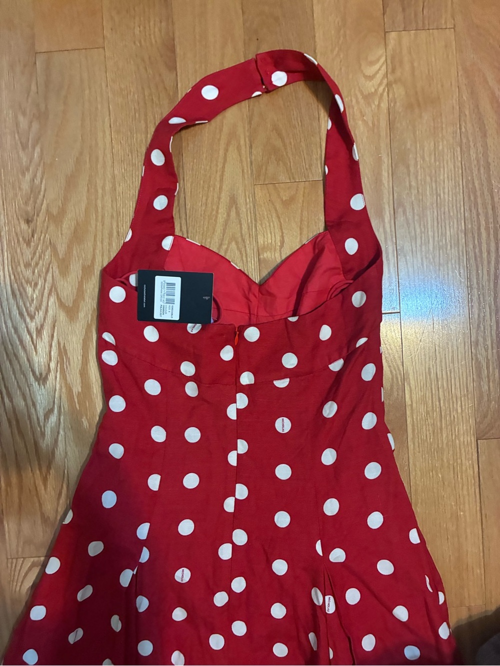 NWT NICHOLAS Red & White Polka Dot Halter Seraphina Maxi Dress 6 - Picture 8 of 8